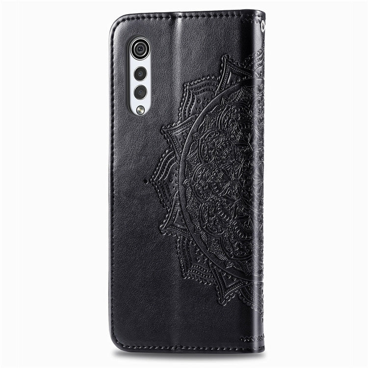 Mandala Flower Embossed Horizontal Flip Leather Case with Bracket / Card Slot / Wallet / Lanyard, For LG Velvet 5G