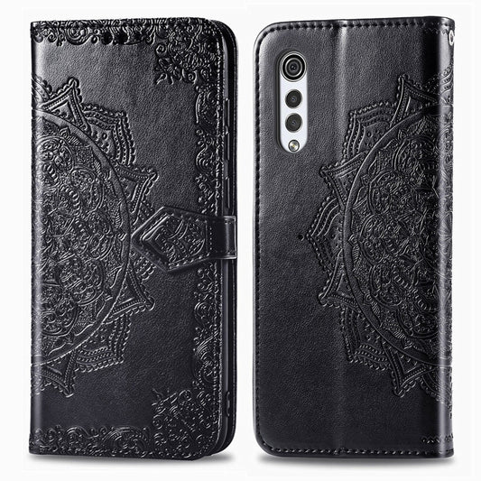 Mandala Flower Embossed Horizontal Flip Leather Case with Bracket / Card Slot / Wallet / Lanyard, For LG Velvet 5G