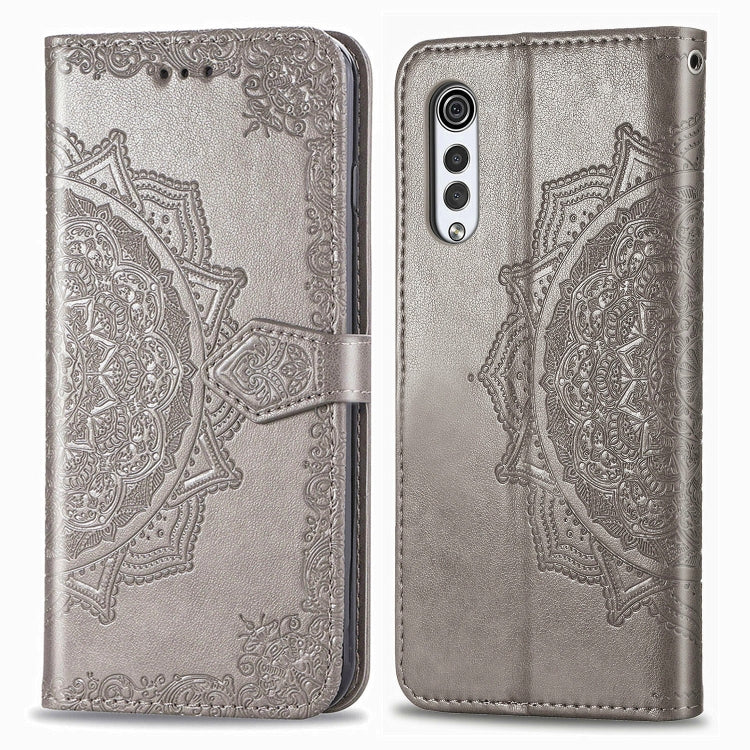 Mandala Flower Embossed Horizontal Flip Leather Case with Bracket / Card Slot / Wallet / Lanyard, For LG Velvet 5G