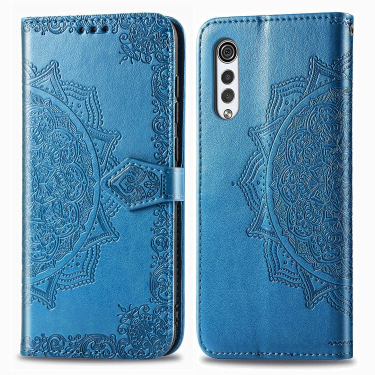 Mandala Flower Embossed Horizontal Flip Leather Case with Bracket / Card Slot / Wallet / Lanyard, For LG Velvet 5G