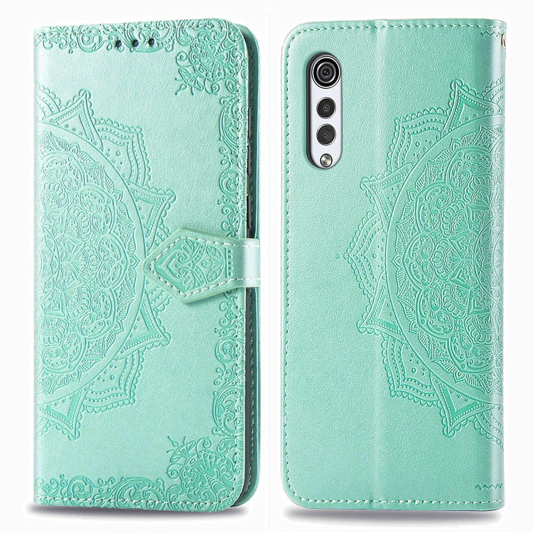 Mandala Flower Embossed Horizontal Flip Leather Case with Bracket / Card Slot / Wallet / Lanyard, For LG Velvet 5G