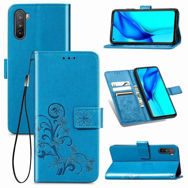 Four-leaf Clasp Embossed Buckle Mobile Phone Protection Leather Case with Lanyard & Card Slot & Wallet & Bracket Function, For Huawei Mate 40 Lite /Maimang 9, For LG Velvet 5G