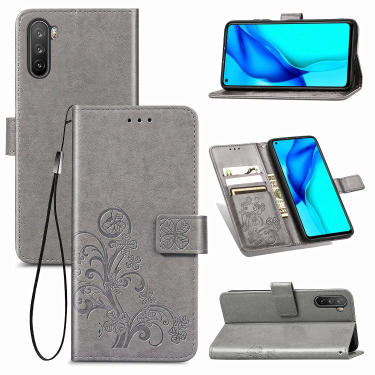 Four-leaf Clasp Embossed Buckle Mobile Phone Protection Leather Case with Lanyard & Card Slot & Wallet & Bracket Function, For Huawei Mate 40 Lite /Maimang 9, For LG Velvet 5G