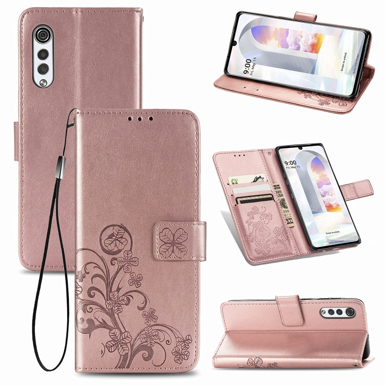 Four-leaf Clasp Embossed Buckle Mobile Phone Protection Leather Case with Lanyard & Card Slot & Wallet & Bracket Function, For Huawei Mate 40 Lite /Maimang 9, For LG Velvet 5G