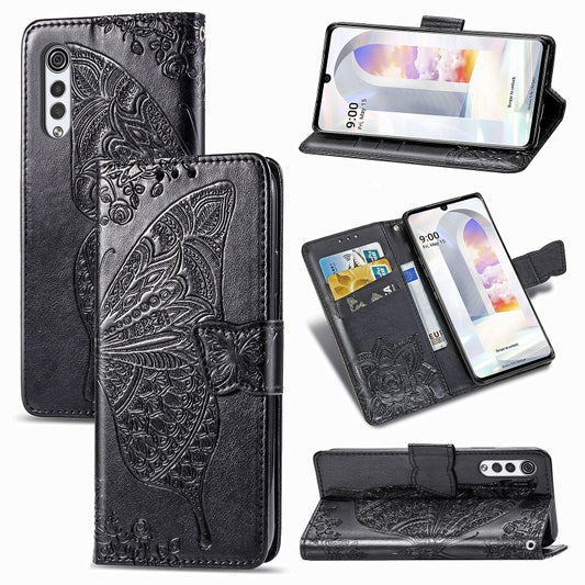 Butterfly Love Flower Embossed Horizontal Flip Leather Case with Holder & Card Slots & Wallet & Lanyard, For LG Velvet 5G, For OPPO A92S, For OPPO Realme C12, For OPPO Realme C15