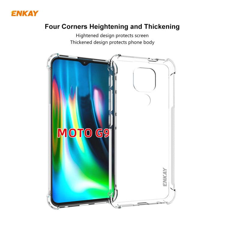 Hat-Prince ENKAY Clear TPU Shockproof Case Soft Anti-slip Cover + 0.26mm 9H 2.5D Full Glue Full Coverage Tempered Glass Protector Film, For Motorola Moto G9 / G9 Play, For Xiaomi Redmi 9A, For Xiaomi Redmi 9C, For Samsung Galaxy M51