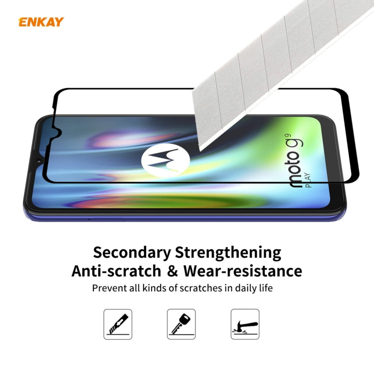 Hat-Prince ENKAY Clear TPU Shockproof Case Soft Anti-slip Cover + 0.26mm 9H 2.5D Full Glue Full Coverage Tempered Glass Protector Film, For Motorola Moto G9 / G9 Play, For Xiaomi Redmi 9A, For Xiaomi Redmi 9C, For Samsung Galaxy M51