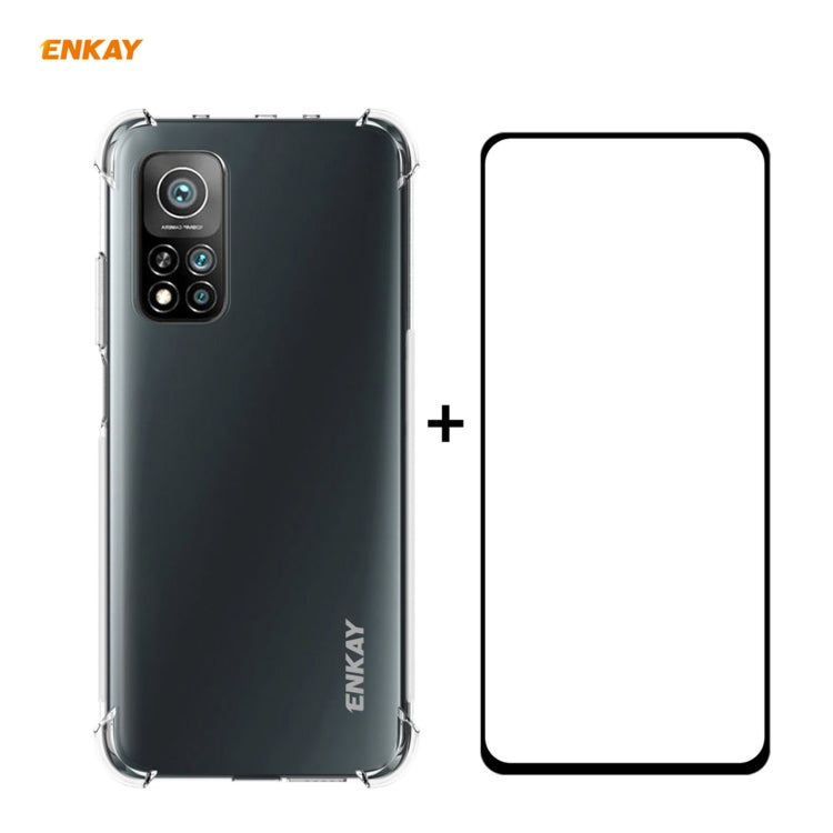 Hat-Prince ENKAY Clear TPU Shockproof Case Soft Anti-slip Cover + 0.26mm 9H 2.5D Full Glue Full Coverage Tempered Glass Protector Film, For Motorola Moto G9 / G9 Play, For Xiaomi Redmi 9A, For Xiaomi Redmi 9C, For Samsung Galaxy M51