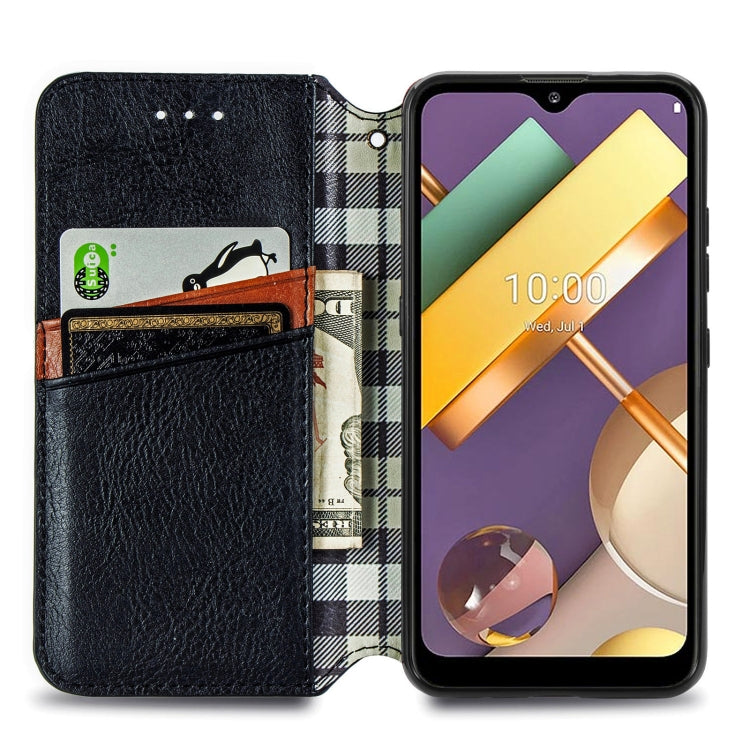 Cubic Grid Pressed Horizontal Flip Magnetic PU Leather Case with Holder & Card Slots & Wallet, For LG K22, For LG K52, For LG K92 5G, For Motorola G9 power