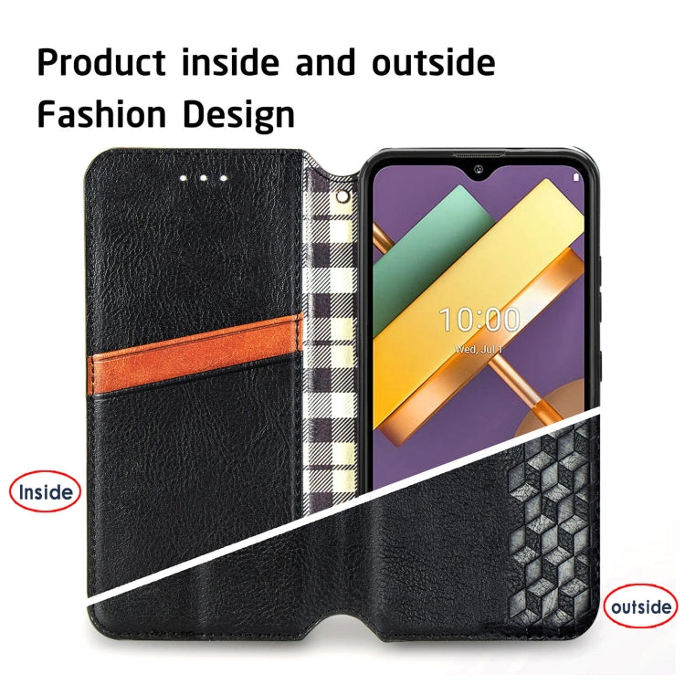 Cubic Grid Pressed Horizontal Flip Magnetic PU Leather Case with Holder & Card Slots & Wallet, For LG K22, For LG K52, For LG K92 5G, For Motorola G9 power