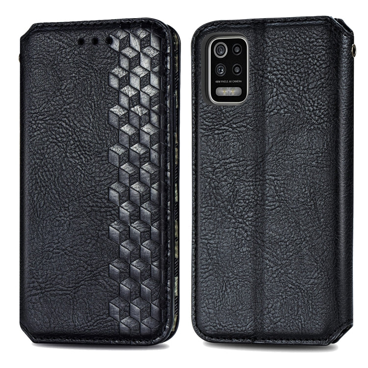 Cubic Grid Pressed Horizontal Flip Magnetic PU Leather Case with Holder & Card Slots & Wallet, For LG K22, For LG K52, For LG K92 5G, For Motorola G9 power