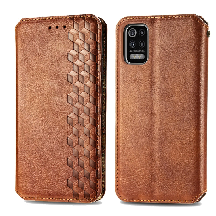 Cubic Grid Pressed Horizontal Flip Magnetic PU Leather Case with Holder & Card Slots & Wallet, For LG K22, For LG K52, For LG K92 5G, For Motorola G9 power