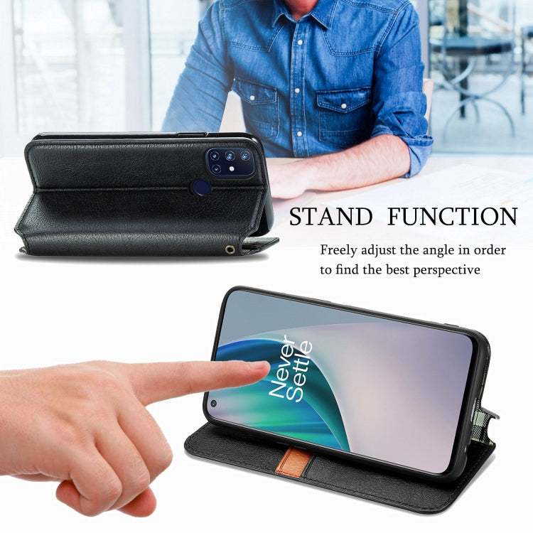 Cubic Grid Pressed Horizontal Flip Magnetic PU Leather Case with Holder & Card Slots & Wallet, For OnePlus N10
