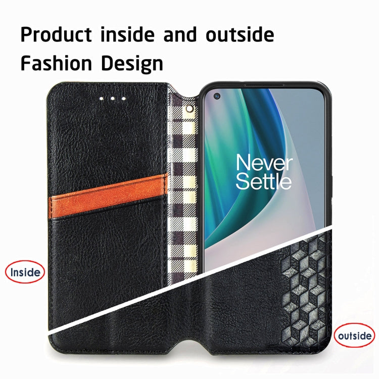 Cubic Grid Pressed Horizontal Flip Magnetic PU Leather Case with Holder & Card Slots & Wallet, For OnePlus N10