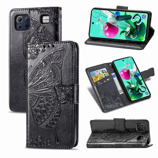 Butterfly Love Flower Embossed Horizontal Flip Leather Case with Bracket / Card Slot / Wallet / Lanyard, For LG K92 5G, For LG K52, For Arrows NX9 F-52A