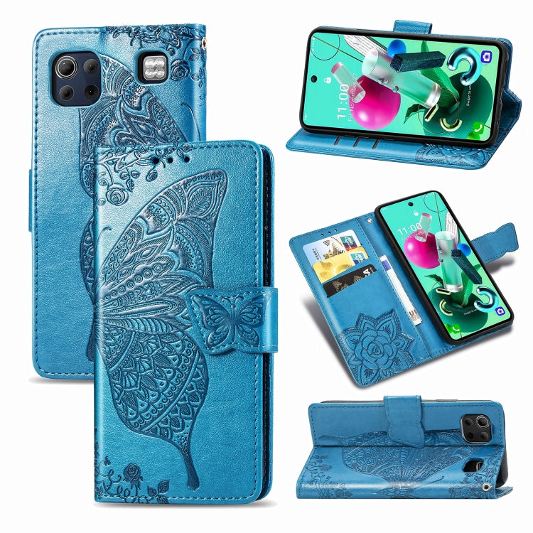 Butterfly Love Flower Embossed Horizontal Flip Leather Case with Bracket / Card Slot / Wallet / Lanyard, For LG K92 5G, For LG K52, For Arrows NX9 F-52A