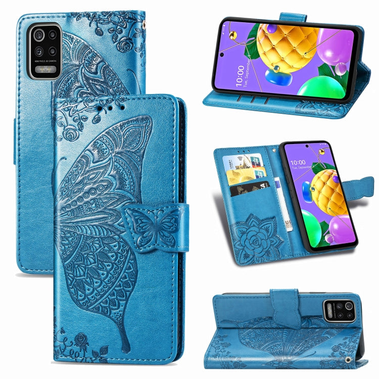 Butterfly Love Flower Embossed Horizontal Flip Leather Case with Bracket / Card Slot / Wallet / Lanyard, For LG K92 5G, For LG K52, For Arrows NX9 F-52A