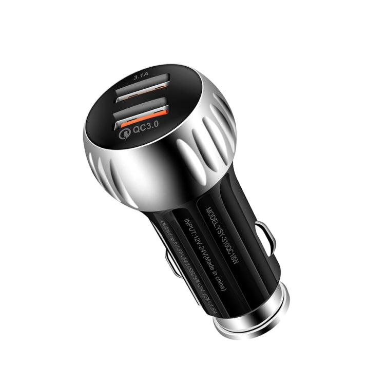 YSY-310QC18W QC3.0 Dual Port USB Car Chargrt for Apple / Huawei / Samsung / Xiaomi, YSY-310QC18W, Car Charger