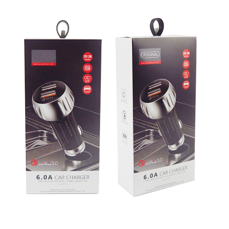 YSY-310QC18W QC3.0 Dual Port USB Car Chargrt for Apple / Huawei / Samsung / Xiaomi, YSY-310QC18W, Car Charger