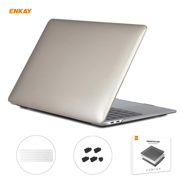 ENKAY 3 in 1 Crystal Laptop Protective Case + EU Version TPU Keyboard Film + Anti-dust Plugs Set for MacBook Air 13.3 inch A1932 (2018), For MacBook Air 13.3 inch A1932 (2018)