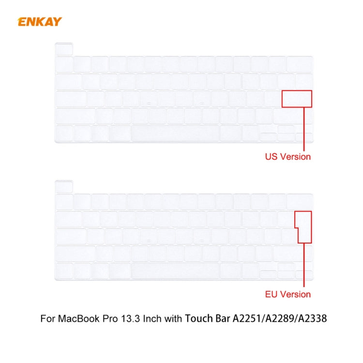 ENKAY 3 in 1 Crystal Laptop Protective Case + EU Version TPU Keyboard Film + Anti-dust Plugs Set for MacBook Pro 13.3 inch A2251 & A2289 & A2338 (with Touch Bar), For MacBook Pro 13.3 inch A2251 (with Touch Bar)