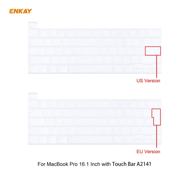 ENKAY 3 in 1 Crystal Laptop Protective Case + EU Version TPU Keyboard Film + Anti-dust Plugs Set for MacBook Pro 16 inch A2141 (with Touch Bar), For MacBook Pro 16 inch A2141 (with Touch Bar)