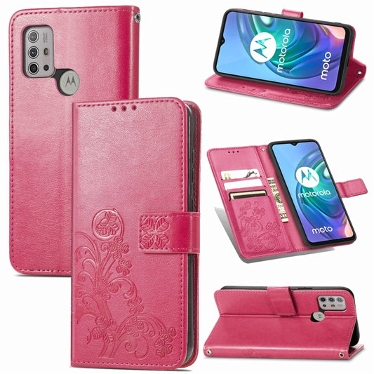 Four-leaf Clasp Embossed Buckle Mobile Phone Protection Leather Case with Lanyard & Card Slot & Wallet & Bracket Function, For Motorola Moto G10, For Motorola Moto G30