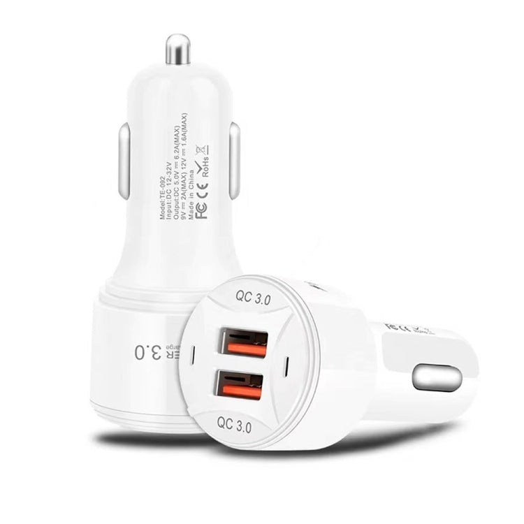 TE-092 36W Dual QC3.0 USB Fast Car Charger, Car Charger