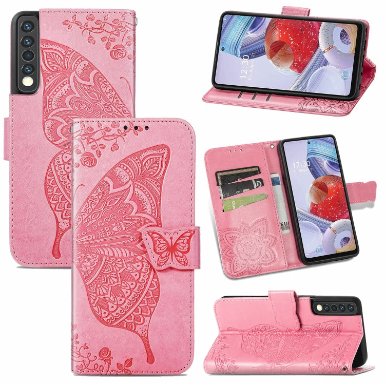 Butterfly Love Flower Embossed Horizontal Flip Leather Case with Bracket / Card Slot / Wallet / Lanyard, For Nokia 6.3, For LG Stylo 7 4G