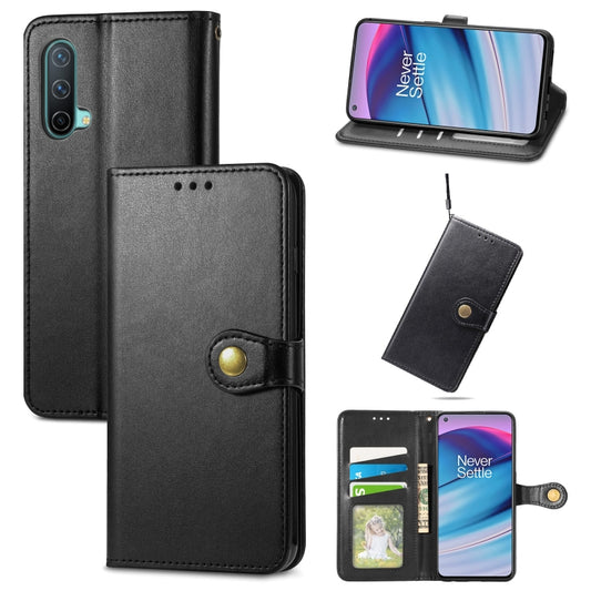 Solid Color Leather Buckle Phone Case with Lanyard & Photo Frame & Card Slot & Wallet & Stand Function, For OnePlus Nord CE 5G