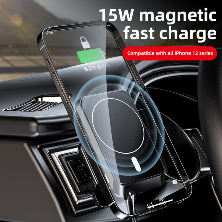 W-987 Magnetic Suction 15W Wireless Charger Car Air Outlet Bracket for iPhone 12 Series and other Smart Phones, W-987