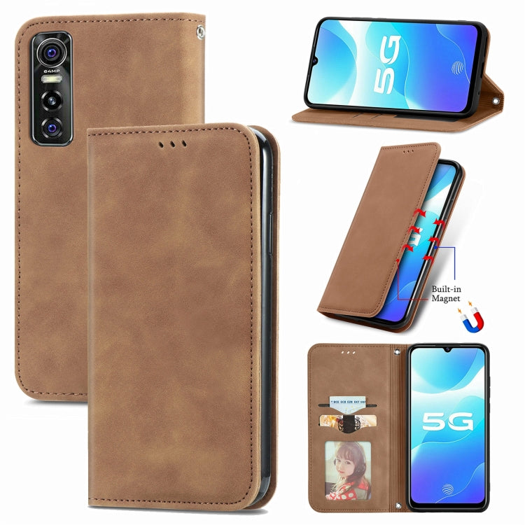 Retro Skin Feel Business Magnetic Horizontal Flip Leather Case with Holder & Card Slots & Wallet & Photo Frame, For vivo S7, For vivo S7 E, For LG Velvet 2 Pro, For Huawei Bova 8 SE Youth, For Blackview A100