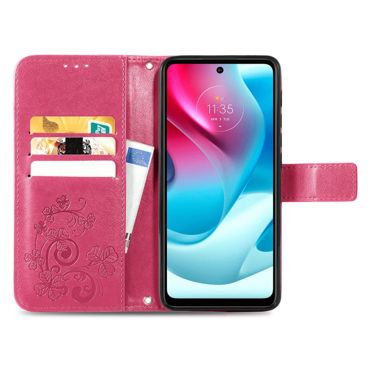 Four-leaf Clasp Embossed Buckle Mobile Phone Protection Leather Case with Lanyard & Card Slot & Wallet & Bracket Function, For Motorla Moto G60S, For Motorola Edge 20 Lite, For Motorola Edge 20 Pro, For Motorola Edge 20