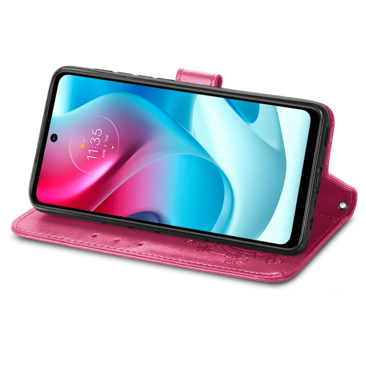 Four-leaf Clasp Embossed Buckle Mobile Phone Protection Leather Case with Lanyard & Card Slot & Wallet & Bracket Function, For Motorla Moto G60S, For Motorola Edge 20 Lite, For Motorola Edge 20 Pro, For Motorola Edge 20