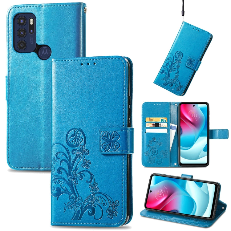 Four-leaf Clasp Embossed Buckle Mobile Phone Protection Leather Case with Lanyard & Card Slot & Wallet & Bracket Function, For Motorla Moto G60S, For Motorola Edge 20 Lite, For Motorola Edge 20 Pro, For Motorola Edge 20
