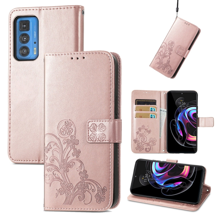 Four-leaf Clasp Embossed Buckle Mobile Phone Protection Leather Case with Lanyard & Card Slot & Wallet & Bracket Function, For Motorla Moto G60S, For Motorola Edge 20 Lite, For Motorola Edge 20 Pro, For Motorola Edge 20