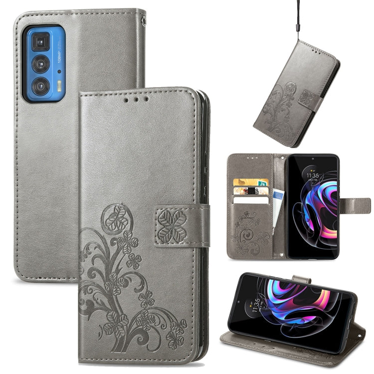 Four-leaf Clasp Embossed Buckle Mobile Phone Protection Leather Case with Lanyard & Card Slot & Wallet & Bracket Function, For Motorla Moto G60S, For Motorola Edge 20 Lite, For Motorola Edge 20 Pro, For Motorola Edge 20
