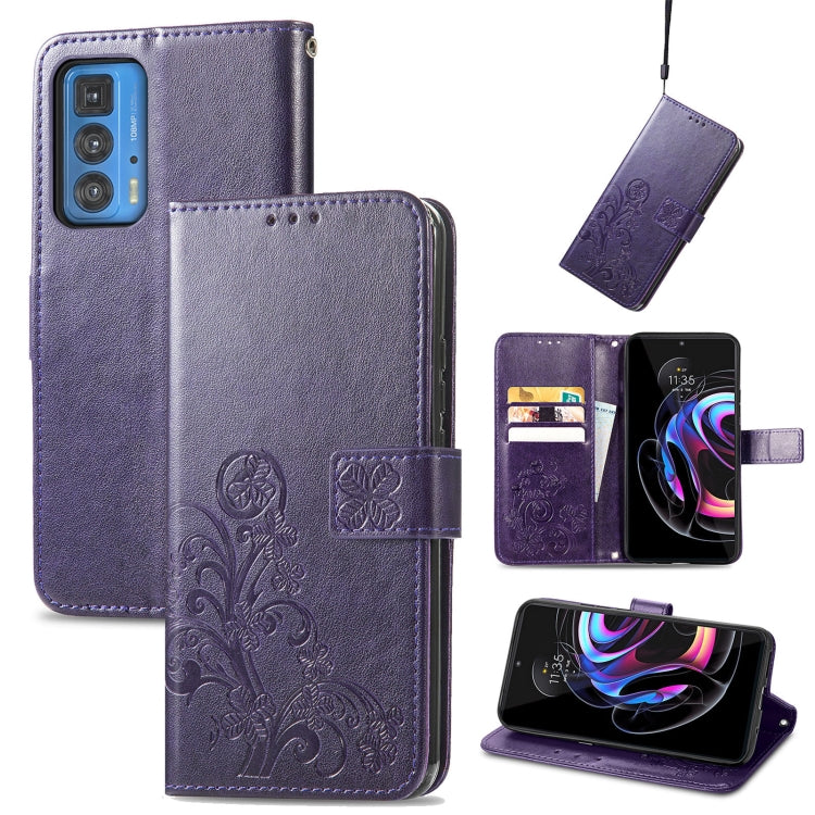 Four-leaf Clasp Embossed Buckle Mobile Phone Protection Leather Case with Lanyard & Card Slot & Wallet & Bracket Function, For Motorla Moto G60S, For Motorola Edge 20 Lite, For Motorola Edge 20 Pro, For Motorola Edge 20