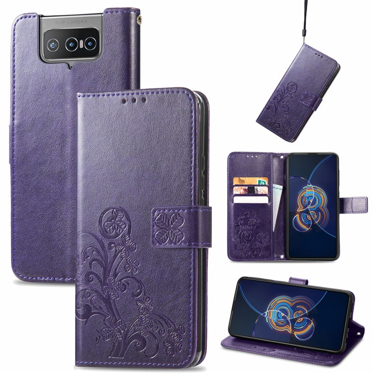 Four-leaf Clasp Embossed Buckle Mobile Phone Protection Leather Case with Lanyard & Card Slot & Wallet & Bracket Function, For Nokia C01 Plus, For Huawei Maimang 10 SE, For Asus Zenfone 8 Flip, For Alcatel 1S 2021, For Wiko Y61, For vivo S7