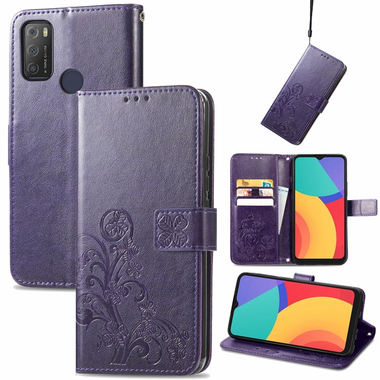 Four-leaf Clasp Embossed Buckle Mobile Phone Protection Leather Case with Lanyard & Card Slot & Wallet & Bracket Function, For Nokia C01 Plus, For Huawei Maimang 10 SE, For Asus Zenfone 8 Flip, For Alcatel 1S 2021, For Wiko Y61, For vivo S7