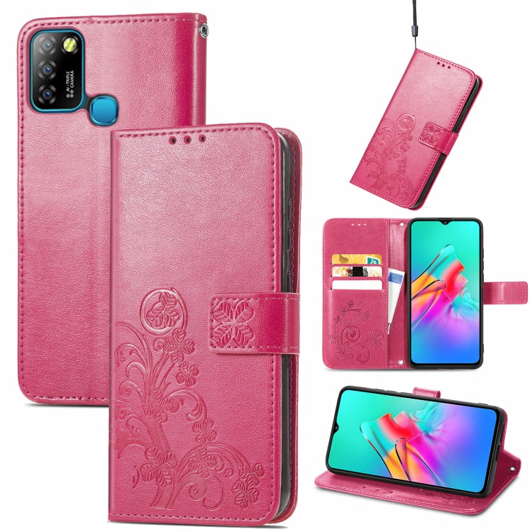 Four-leaf Clasp Embossed Buckle Mobile Phone Protection Leather Case with Lanyard & Card Slot & Wallet & Bracket Function, For Tecno Pova 2, For LG Velvet 2 Pro, For Infinix Smart 5, For Infinix Note 10, For Infinix Note 10 Pro, For Infinix Note 8