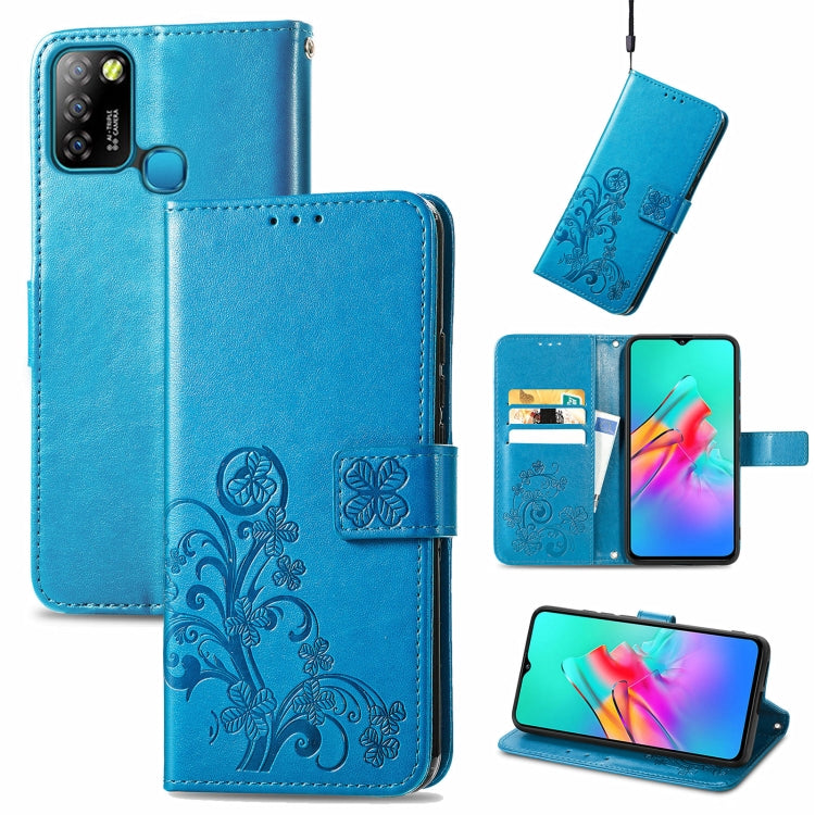 Four-leaf Clasp Embossed Buckle Mobile Phone Protection Leather Case with Lanyard & Card Slot & Wallet & Bracket Function, For Tecno Pova 2, For LG Velvet 2 Pro, For Infinix Smart 5, For Infinix Note 10, For Infinix Note 10 Pro, For Infinix Note 8