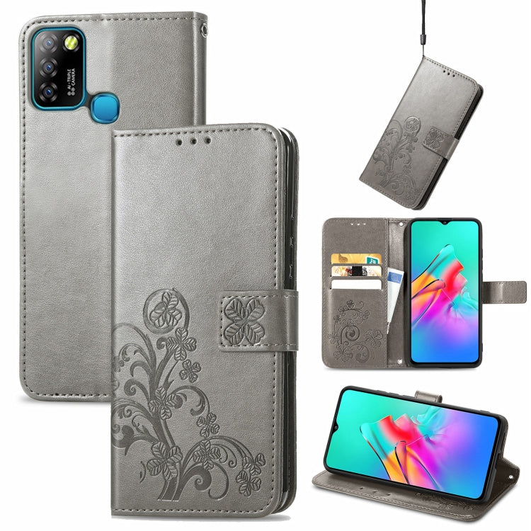 Four-leaf Clasp Embossed Buckle Mobile Phone Protection Leather Case with Lanyard & Card Slot & Wallet & Bracket Function, For Tecno Pova 2, For LG Velvet 2 Pro, For Infinix Smart 5, For Infinix Note 10, For Infinix Note 10 Pro, For Infinix Note 8