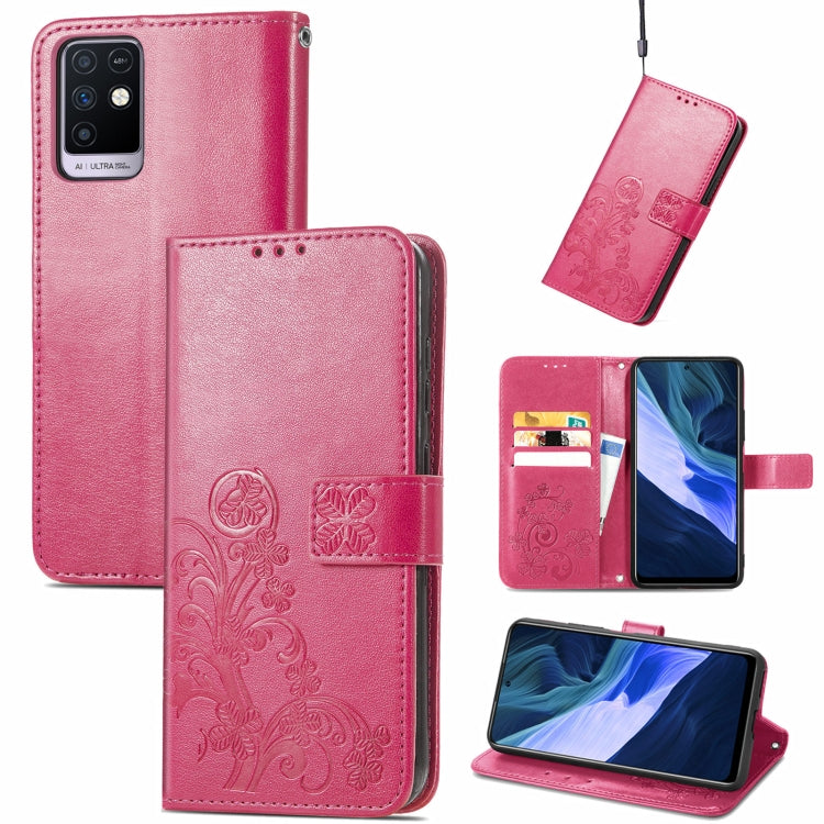 Four-leaf Clasp Embossed Buckle Mobile Phone Protection Leather Case with Lanyard & Card Slot & Wallet & Bracket Function, For Tecno Pova 2, For LG Velvet 2 Pro, For Infinix Smart 5, For Infinix Note 10, For Infinix Note 10 Pro, For Infinix Note 8