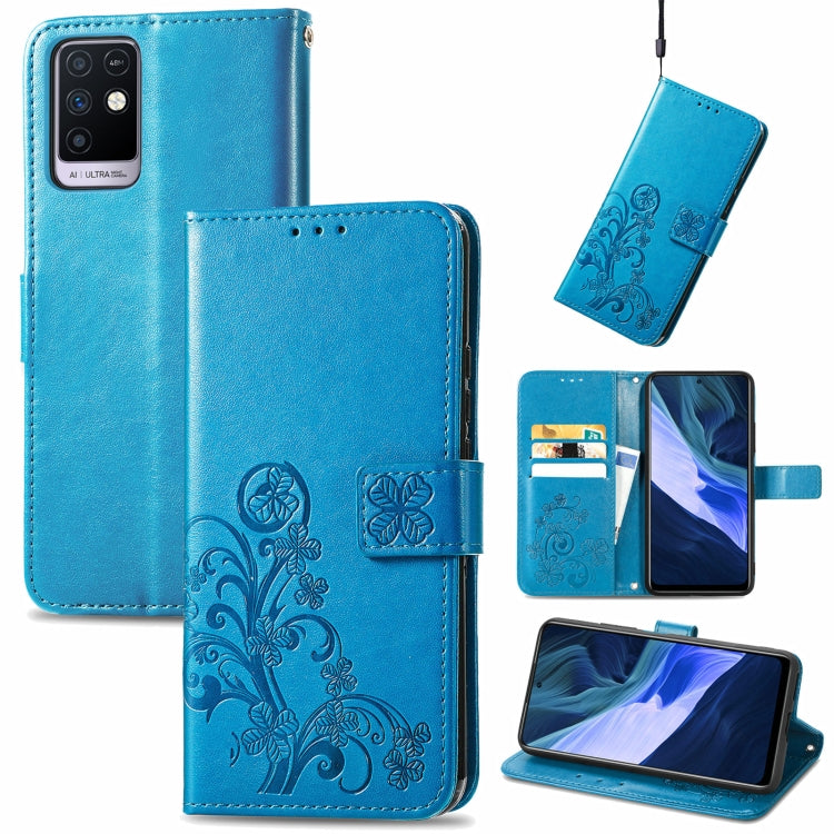 Four-leaf Clasp Embossed Buckle Mobile Phone Protection Leather Case with Lanyard & Card Slot & Wallet & Bracket Function, For Tecno Pova 2, For LG Velvet 2 Pro, For Infinix Smart 5, For Infinix Note 10, For Infinix Note 10 Pro, For Infinix Note 8