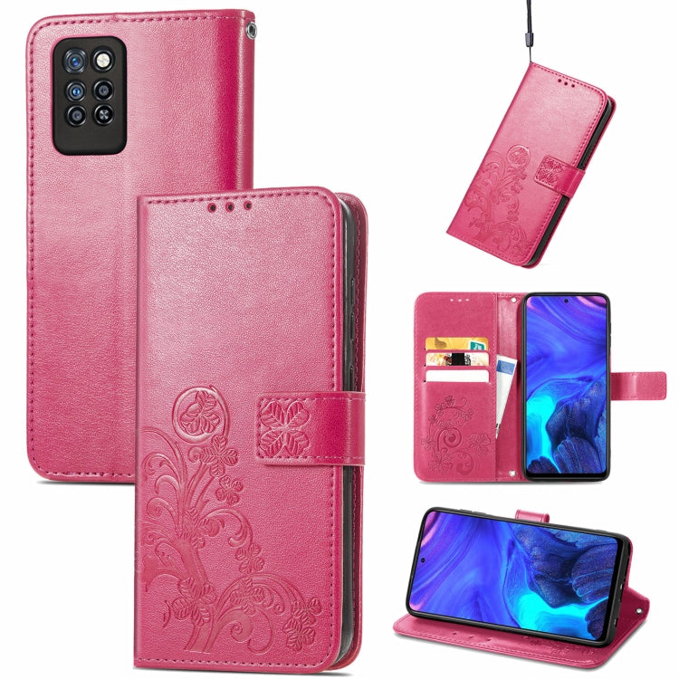 Four-leaf Clasp Embossed Buckle Mobile Phone Protection Leather Case with Lanyard & Card Slot & Wallet & Bracket Function, For Tecno Pova 2, For LG Velvet 2 Pro, For Infinix Smart 5, For Infinix Note 10, For Infinix Note 10 Pro, For Infinix Note 8