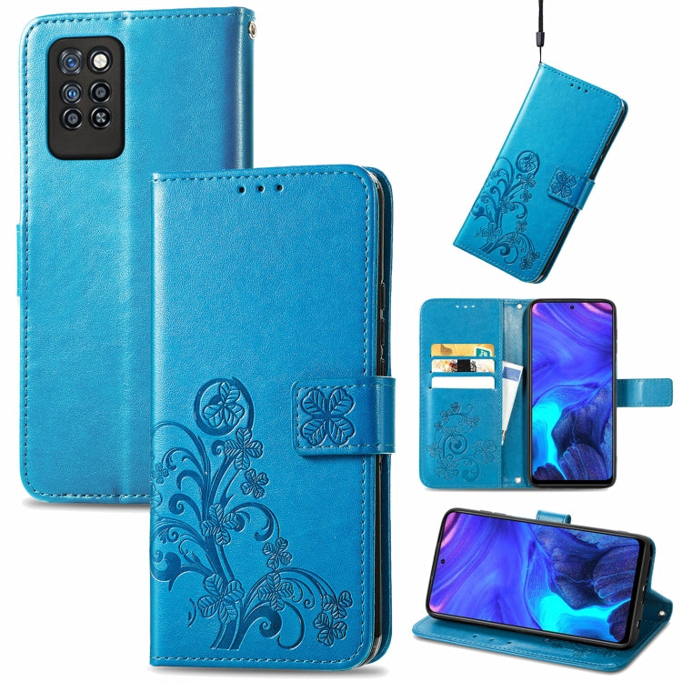 Four-leaf Clasp Embossed Buckle Mobile Phone Protection Leather Case with Lanyard & Card Slot & Wallet & Bracket Function, For Tecno Pova 2, For LG Velvet 2 Pro, For Infinix Smart 5, For Infinix Note 10, For Infinix Note 10 Pro, For Infinix Note 8