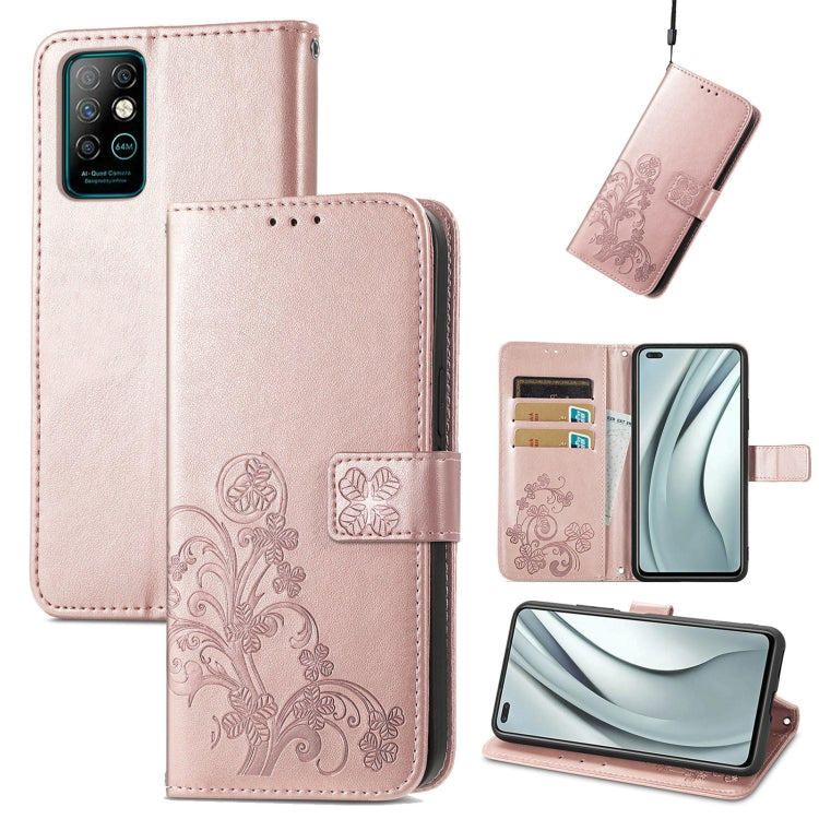 Four-leaf Clasp Embossed Buckle Mobile Phone Protection Leather Case with Lanyard & Card Slot & Wallet & Bracket Function, For Tecno Pova 2, For LG Velvet 2 Pro, For Infinix Smart 5, For Infinix Note 10, For Infinix Note 10 Pro, For Infinix Note 8