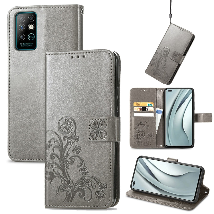 Four-leaf Clasp Embossed Buckle Mobile Phone Protection Leather Case with Lanyard & Card Slot & Wallet & Bracket Function, For Tecno Pova 2, For LG Velvet 2 Pro, For Infinix Smart 5, For Infinix Note 10, For Infinix Note 10 Pro, For Infinix Note 8