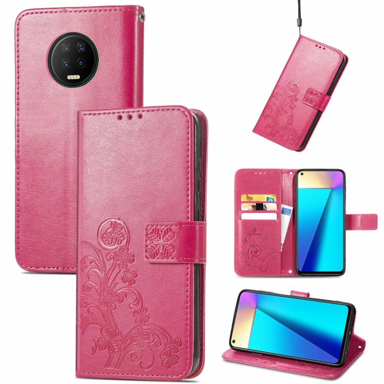 Four-leaf Clasp Embossed Buckle Mobile Phone Protection Leather Case with Lanyard & Card Slot & Wallet & Bracket Function, For Infinix Note 7, For Infinix HOT 10T, For Huawei nova 8 SE Youth, For Blackview A100